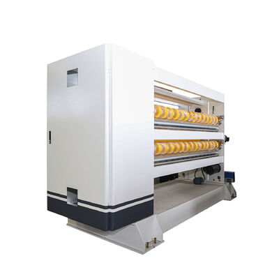 Hassasiyet ±1mm Çift NC Kesici Oluklu Mukavva Üretim Hattı Bilgisayar Kontrollü Helisel Enine Kesici ve PLC Kontrol Sistemi